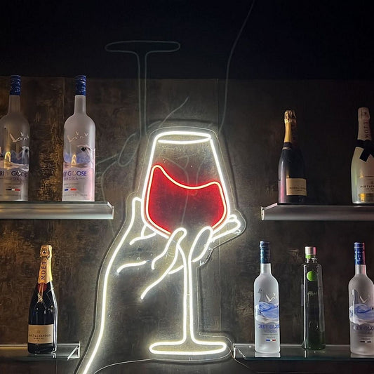 Wine glass with hand - Shine Neon